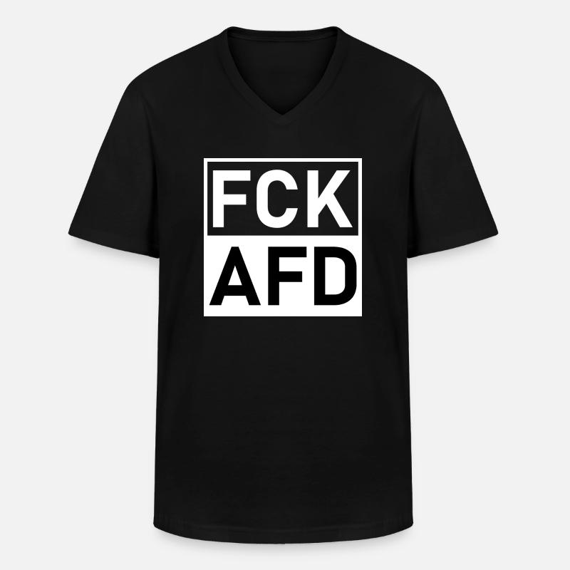 Fck Afd Fck Nzs - Männer-T-Shirt mit V-Ausschnitt - Schwarz