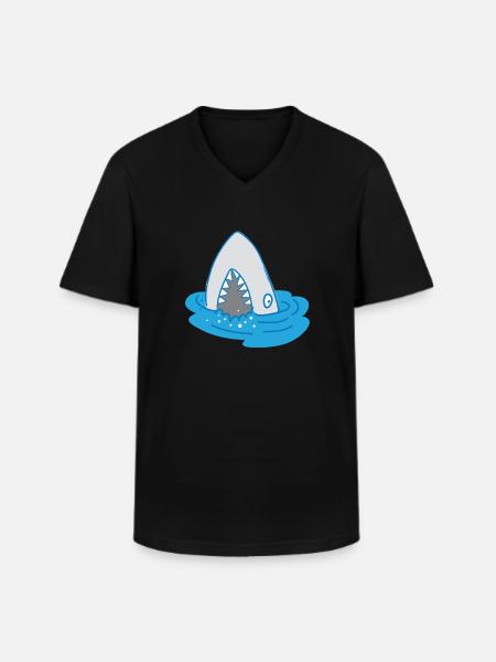 shark with open mouth - Men's V-Neck T-Shirt - black