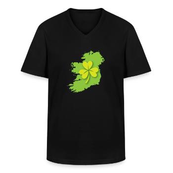 Mapa irlandés de Irlanda con trébol - Camiseta con cuello de pico hombre - negro - delante - AI Model Male 178 dark (178cm)