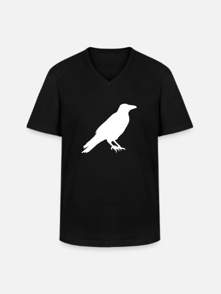 Crow - raven - bird silhouette - Men's V-Neck T-Shirt - black