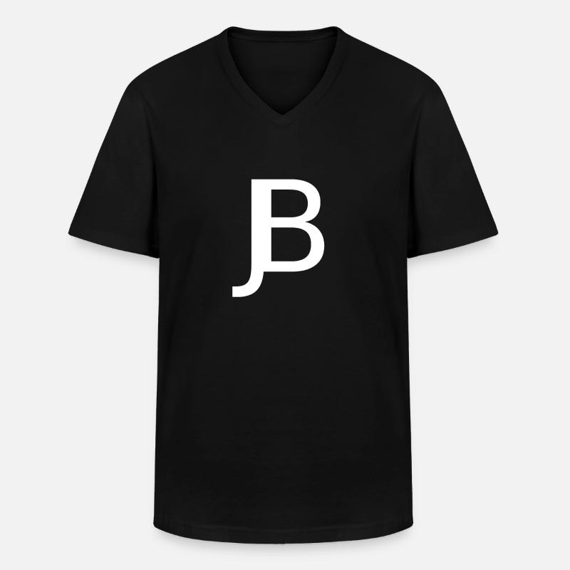 JB - Männer-T-Shirt mit V-Ausschnitt - Schwarz