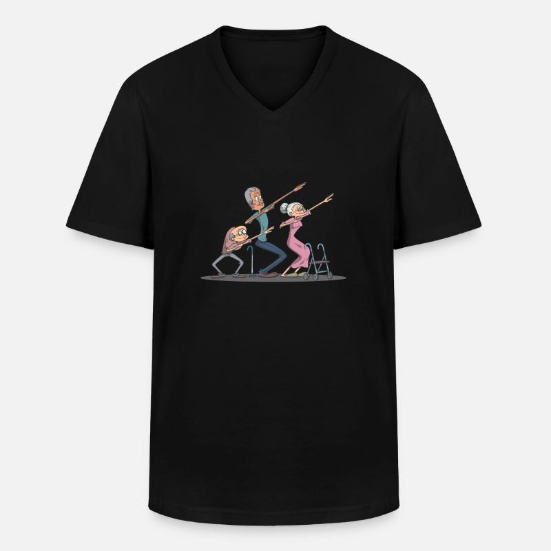 Dab Dabbing Senioren - Männer-T-Shirt mit V-Ausschnitt - Schwarz