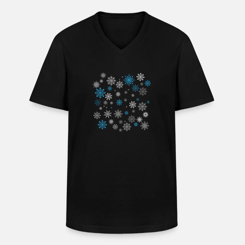 Schneeflocken - Männer-T-Shirt mit V-Ausschnitt - Schwarz