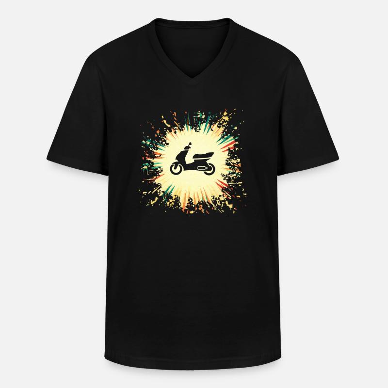 Motorroller Mofa - Männer-T-Shirt mit V-Ausschnitt - Schwarz