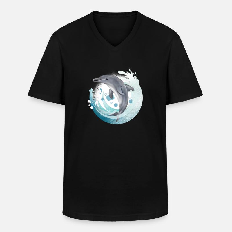 Tauch Dive Dolphin - Delfin - Männer-T-Shirt mit V-Ausschnitt - Schwarz