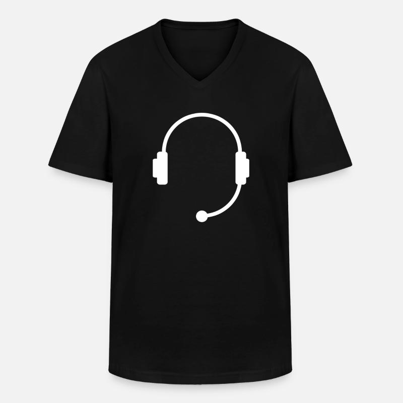 Kopfhörer Ohrhörer Headset Geschenk - Männer-T-Shirt mit V-Ausschnitt - Schwarz