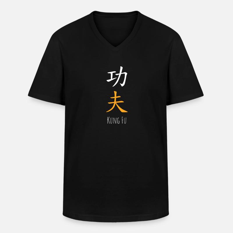 Kung Fu Shaolin - Männer-T-Shirt mit V-Ausschnitt - Schwarz