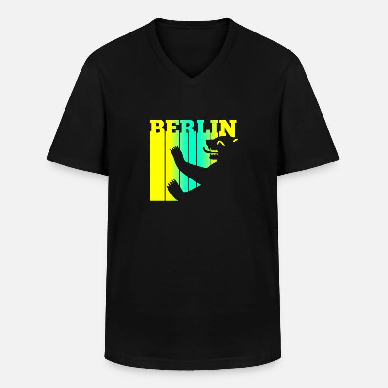 Berliner Bär - Männer-T-Shirt mit V-Ausschnitt - Schwarz