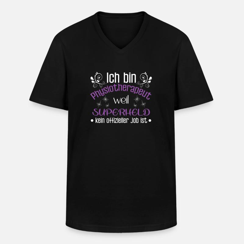 Ich bin Superheld Physiotherapeut - Männer-T-Shirt mit V-Ausschnitt - Schwarz