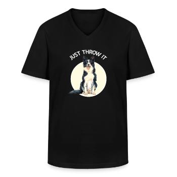 Border Collie - Men's V-Neck T-Shirt - black - Front - AI Model Male 178 dark (178cm)