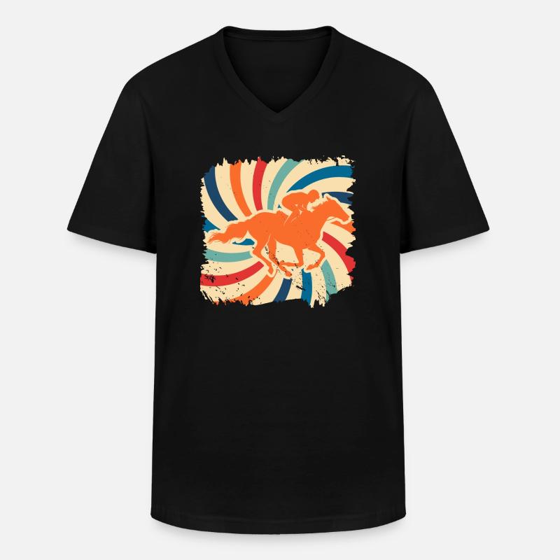 Pferde - Männer-T-Shirt mit V-Ausschnitt - Schwarz