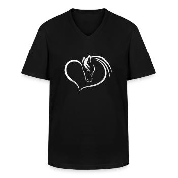 Pferdemädchen Pferd Reiten Reiterin Herz Frau - Männer-T-Shirt mit V-Ausschnitt - Schwarz - Vorne - AI Model Male 178 dark (178cm)