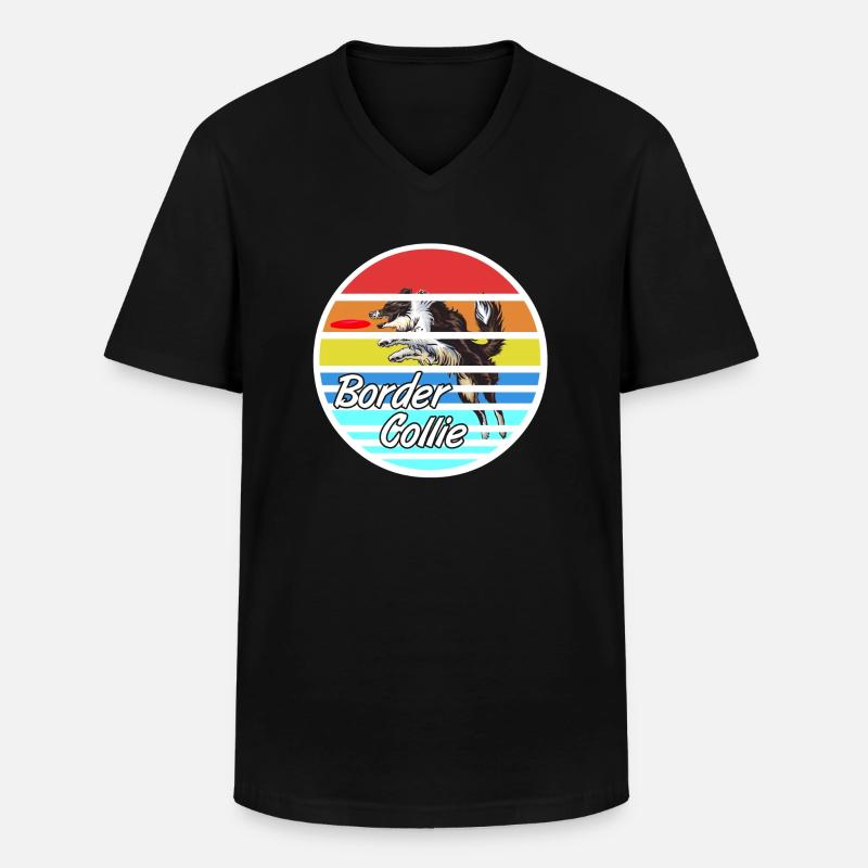 Border Collie - Männer-T-Shirt mit V-Ausschnitt - Schwarz