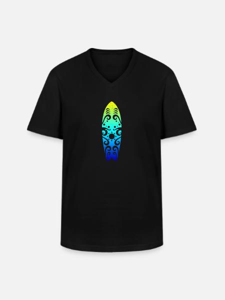 Maori Surfboard soleil ondes Tribal Tattoo Gift - T-shirt col V Homme - noir