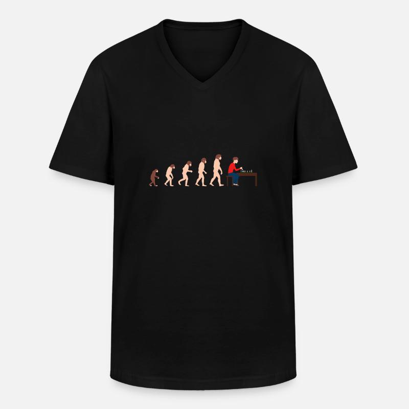 Evolution Schachspieler Lustige Geschenkidee - Männer-T-Shirt mit V-Ausschnitt - Schwarz