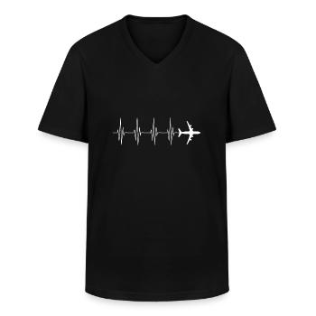 Pilot plane fly gift glider flight - Men's V-Neck T-Shirt - black - Front - AI Model Male 178 dark (178cm)