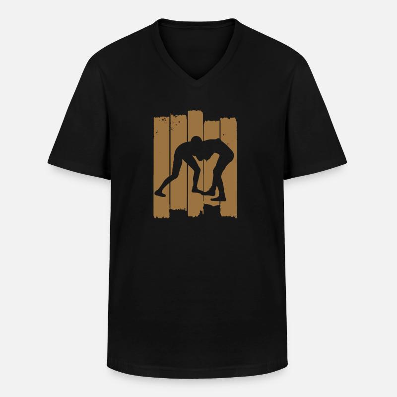 ringen - Männer-T-Shirt mit V-Ausschnitt - Schwarz