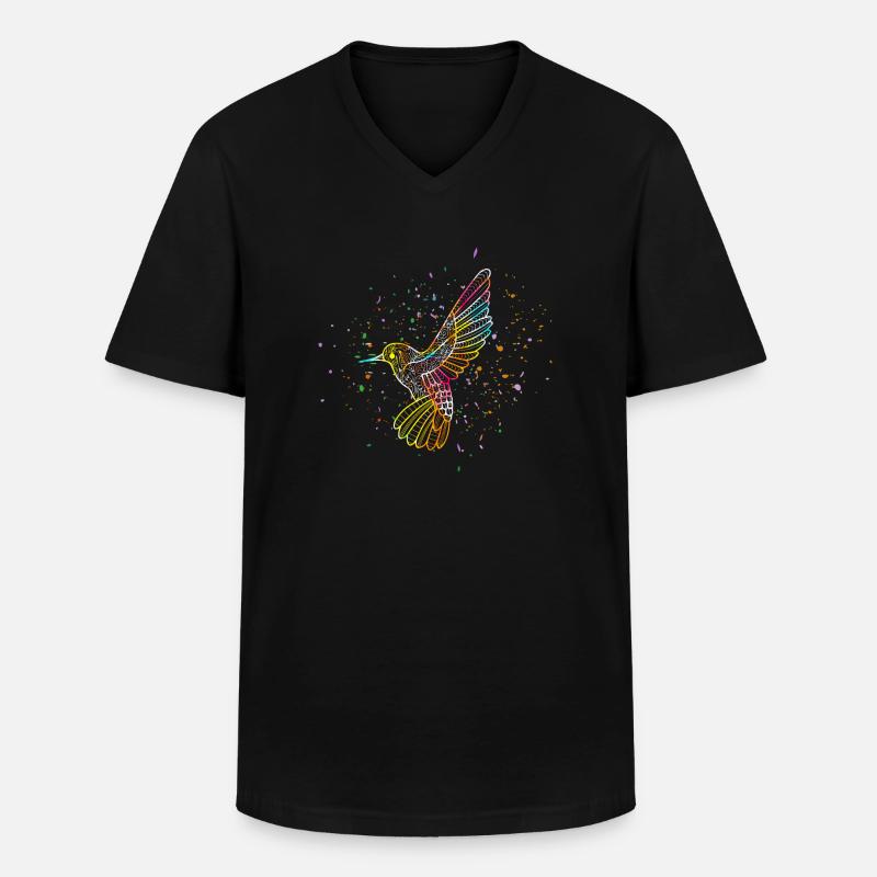 Henna Frühlings-Vogel - Männer-T-Shirt mit V-Ausschnitt - Schwarz