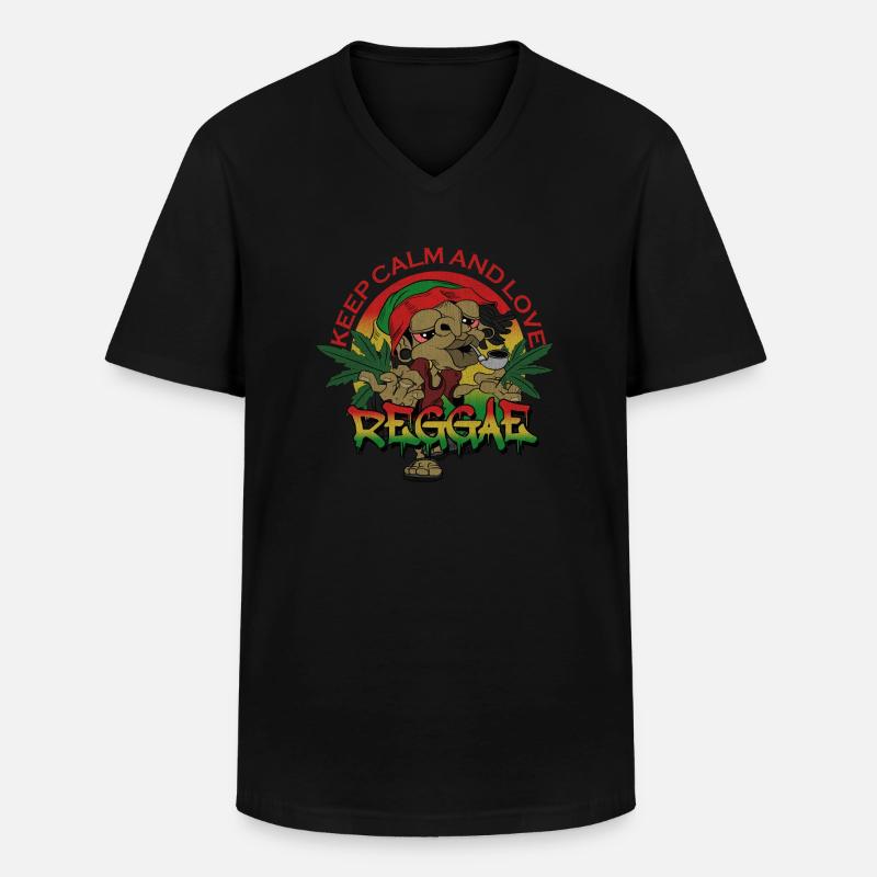 keep calm and love reggae - Männer-T-Shirt mit V-Ausschnitt - Schwarz