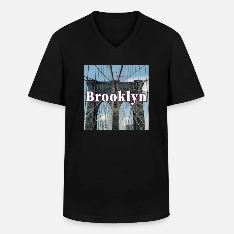 Brooklyn Bridge - Männer-T-Shirt mit V-Ausschnitt - Schwarz