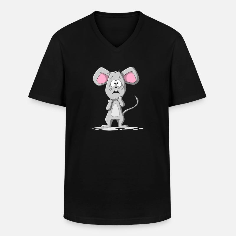 Ängstliche Maus - Männer-T-Shirt mit V-Ausschnitt - Schwarz