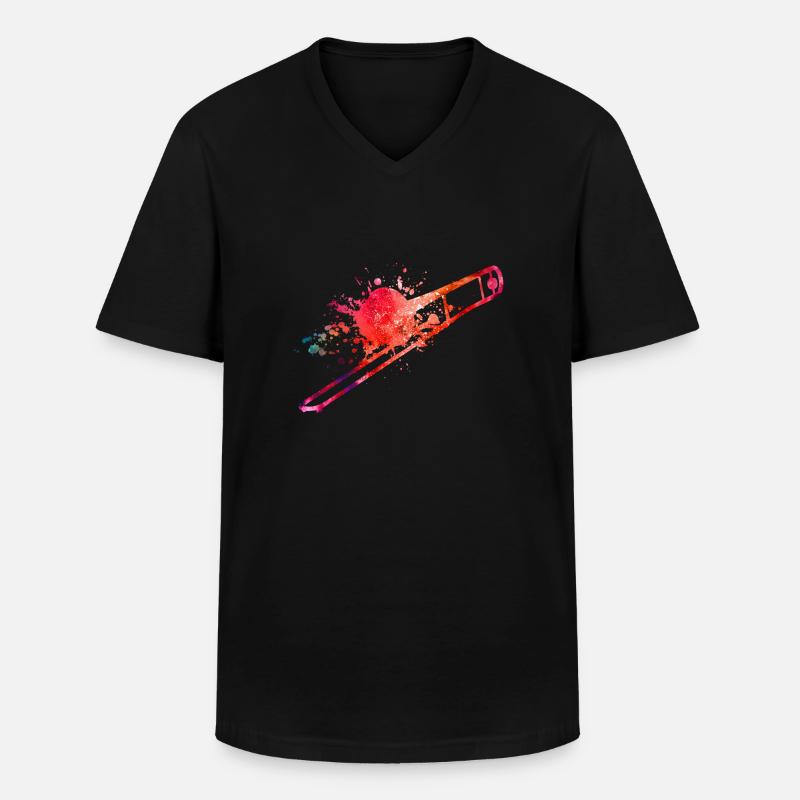 Posaune - Männer-T-Shirt mit V-Ausschnitt - Schwarz