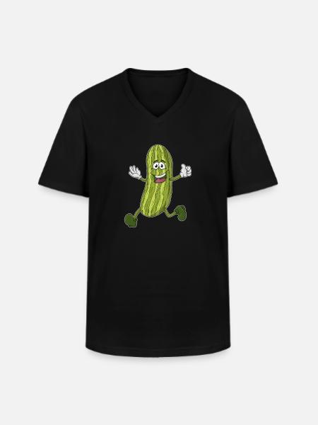 Laufende Gurke - Männer-T-Shirt mit V-Ausschnitt - Schwarz