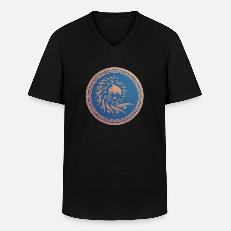 Nautilus Delfin - Männer-T-Shirt mit V-Ausschnitt - Schwarz