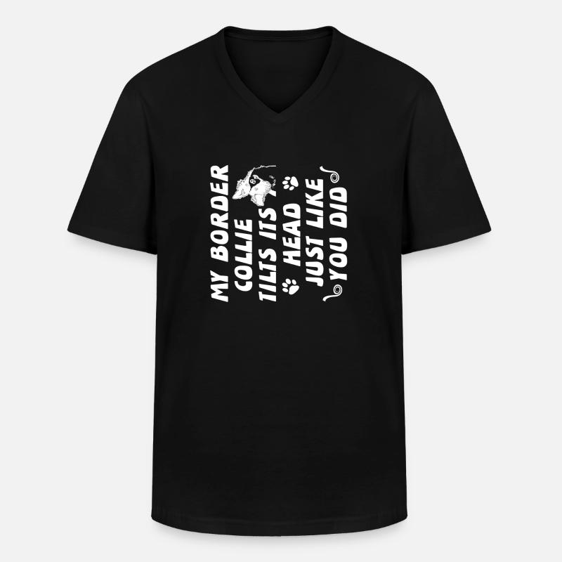 Border Collie - Männer-T-Shirt mit V-Ausschnitt - Schwarz