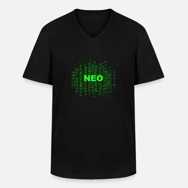 Code neo - Männer-T-Shirt mit V-Ausschnitt - Schwarz