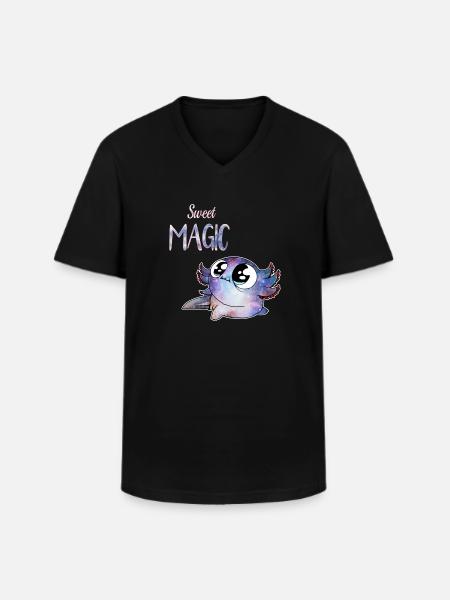 sweet magic axolotl - T-shirt col V Homme - noir