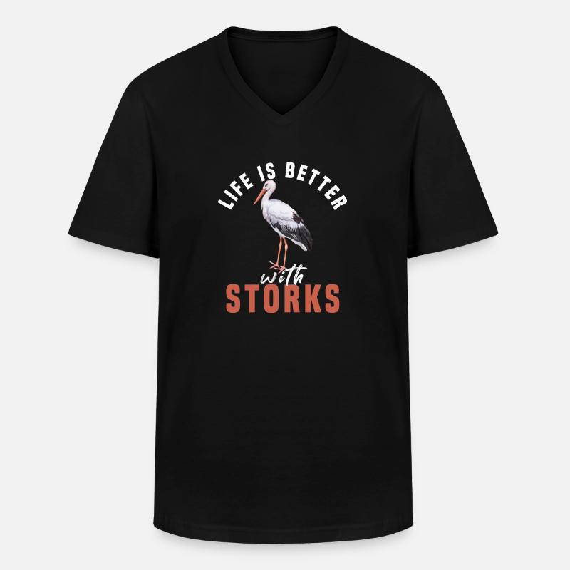 Storch - Männer-T-Shirt mit V-Ausschnitt - Schwarz