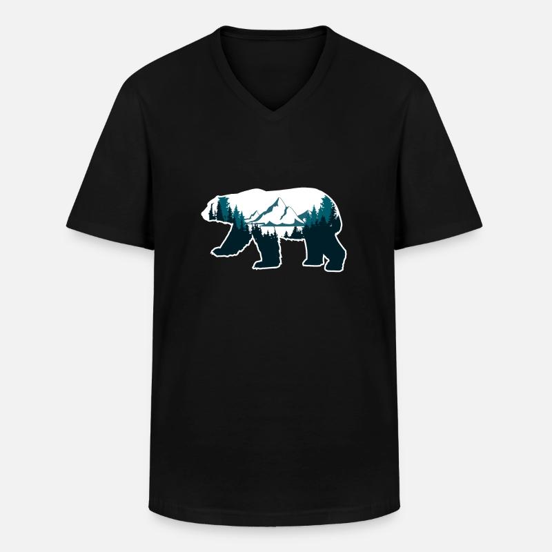 Double Exposure Animals Eisbär Geschenkidee - Männer-T-Shirt mit V-Ausschnitt - Schwarz