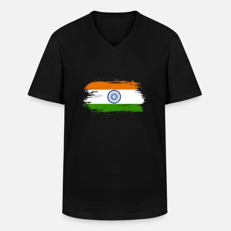 Indien Flagge Geschenk - Männer-T-Shirt mit V-Ausschnitt - Schwarz