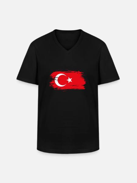 Turkey Flag - Men's V-Neck T-Shirt - black