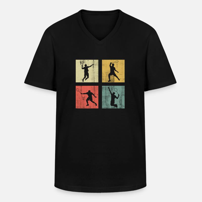 Badminton - Männer-T-Shirt mit V-Ausschnitt - Schwarz
