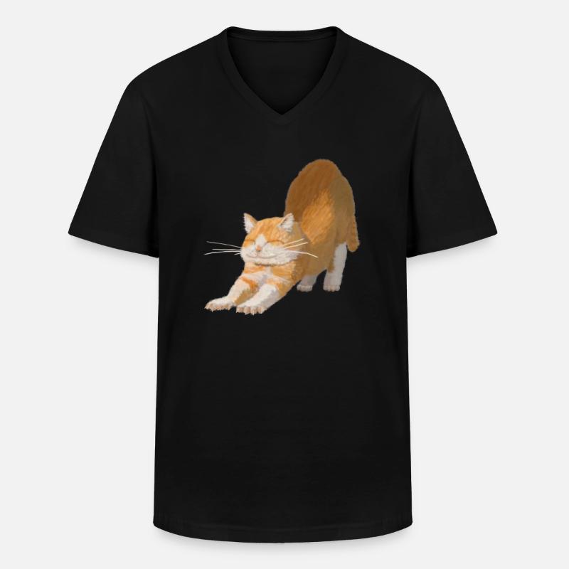 Rote Katze - Männer-T-Shirt mit V-Ausschnitt - Schwarz