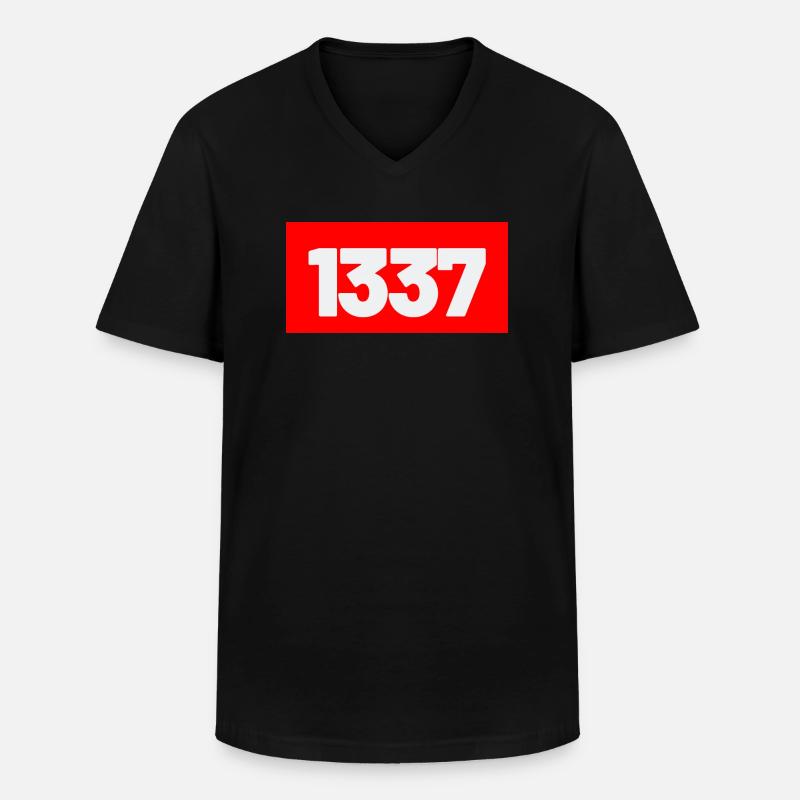 1337 - Männer-T-Shirt mit V-Ausschnitt - Schwarz