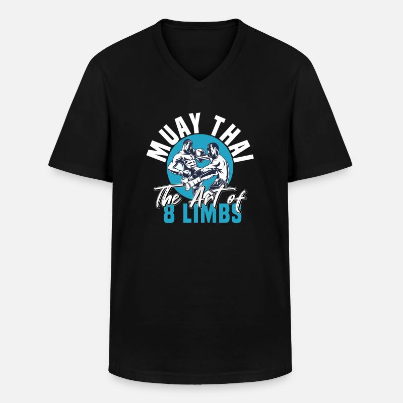 Muay Thai - Männer-T-Shirt mit V-Ausschnitt - Schwarz