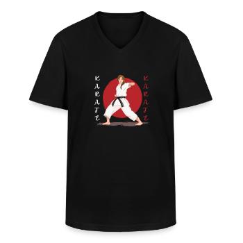karate - Men's V-Neck T-Shirt - black - Front - AI Model Male 178 dark (178cm)