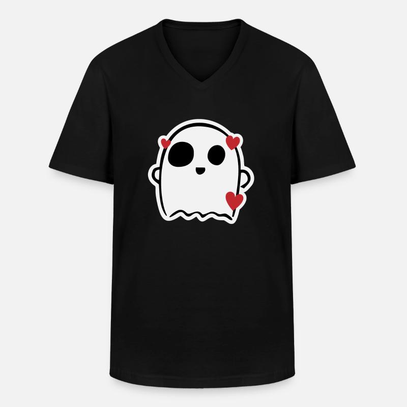 Cute Lovely Ghost - Männer-T-Shirt mit V-Ausschnitt - Schwarz