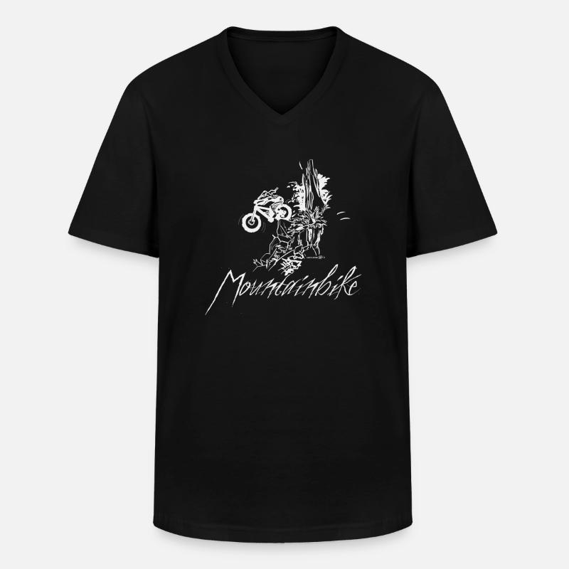 Mountenbiker W - Männer-T-Shirt mit V-Ausschnitt - Schwarz