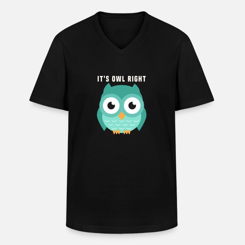 Eule - Männer-T-Shirt mit V-Ausschnitt - Schwarz
