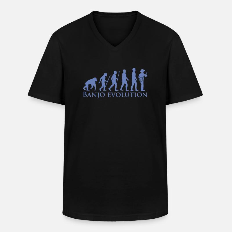 Banjo Evolution - Männer-T-Shirt mit V-Ausschnitt - Schwarz