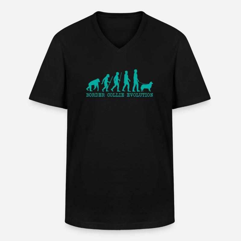 Évolution du Border Collie - T-shirt col V Homme - noir
