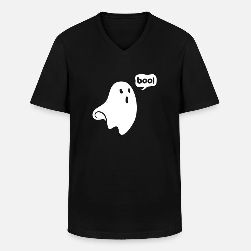 BOO GHOST - Männer-T-Shirt mit V-Ausschnitt - Schwarz