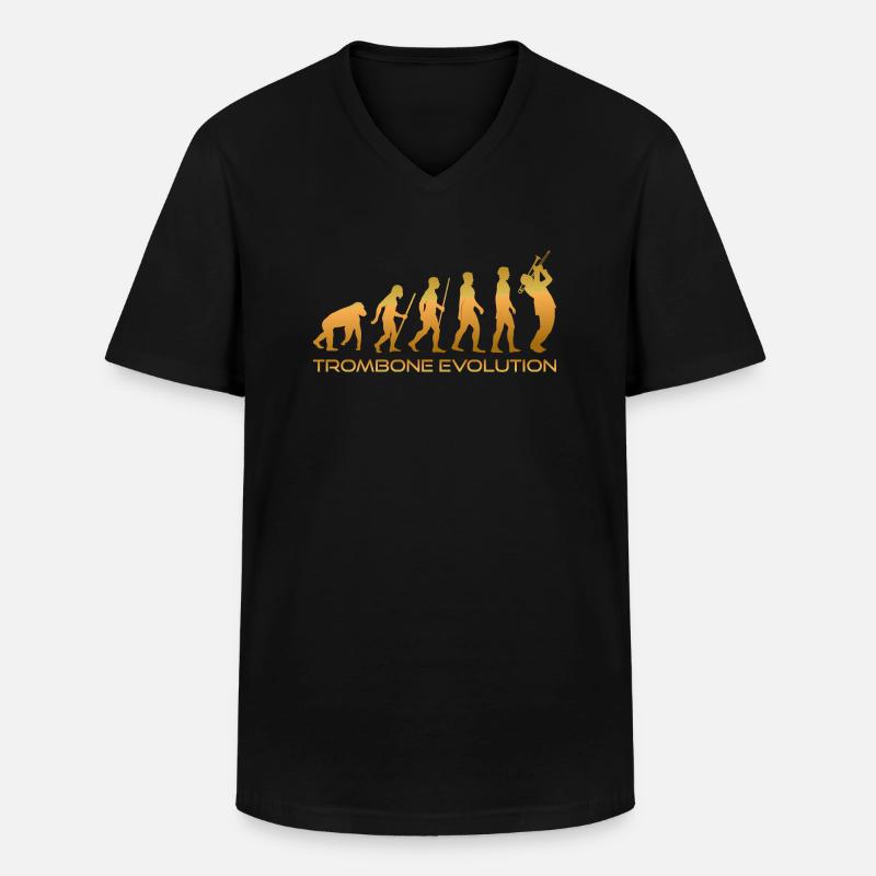 Trombone evolution - Men's V-Neck T-Shirt - black