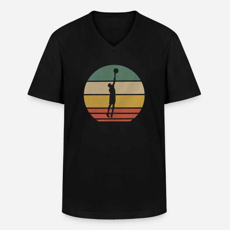 Basketball - Männer-T-Shirt mit V-Ausschnitt - Schwarz