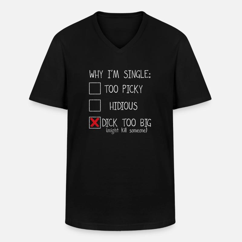 DICK ZU GROSSES LUSTIGES EINZELHEMD - Männer-T-Shirt mit V-Ausschnitt - Schwarz