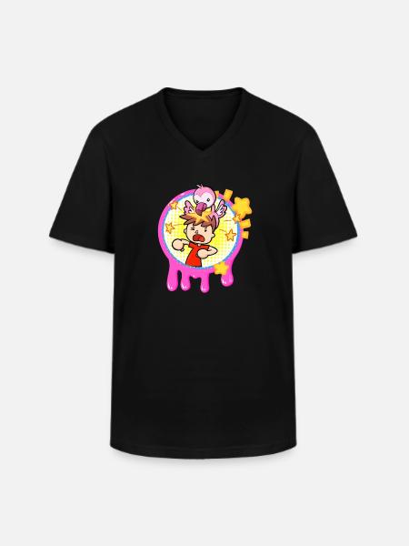 Flamingo Slime Cartoon - Men's V-Neck T-Shirt - black